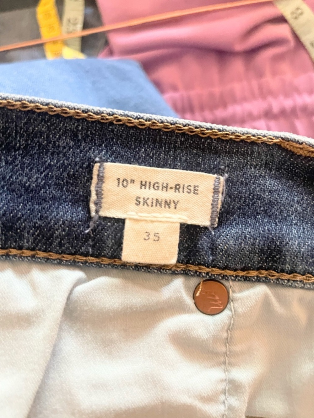 Madewell 10” High Rise Skinny Crop Jeans Raw Hem Blue Denim 35 - Picture 6 of 7